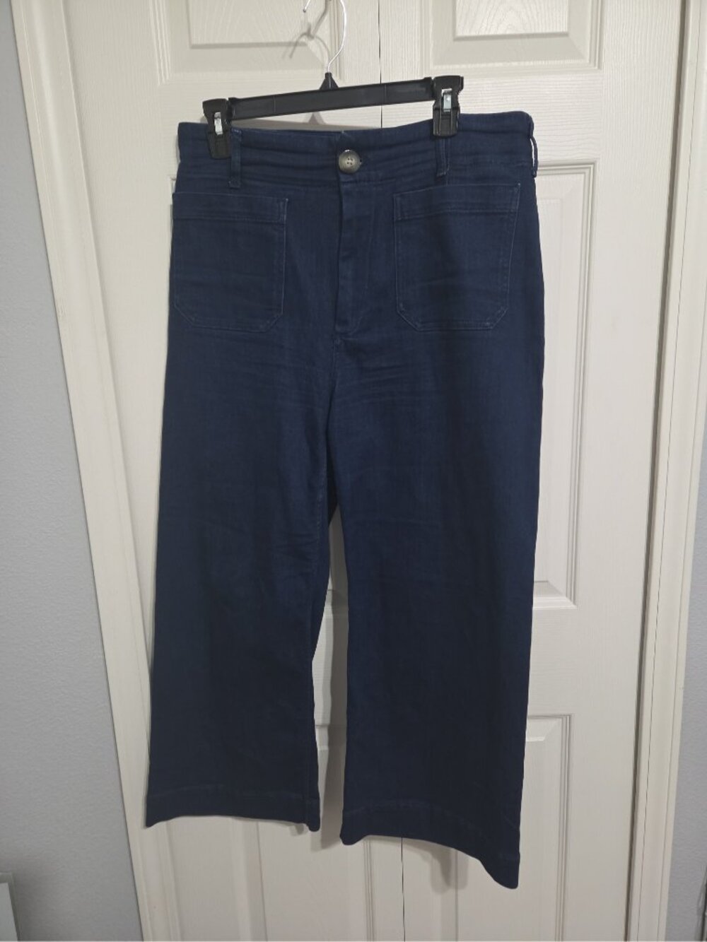 Maeve Anthropologie The Colette Blue Denim Crop High Rise Wide Leg JeansSize 31